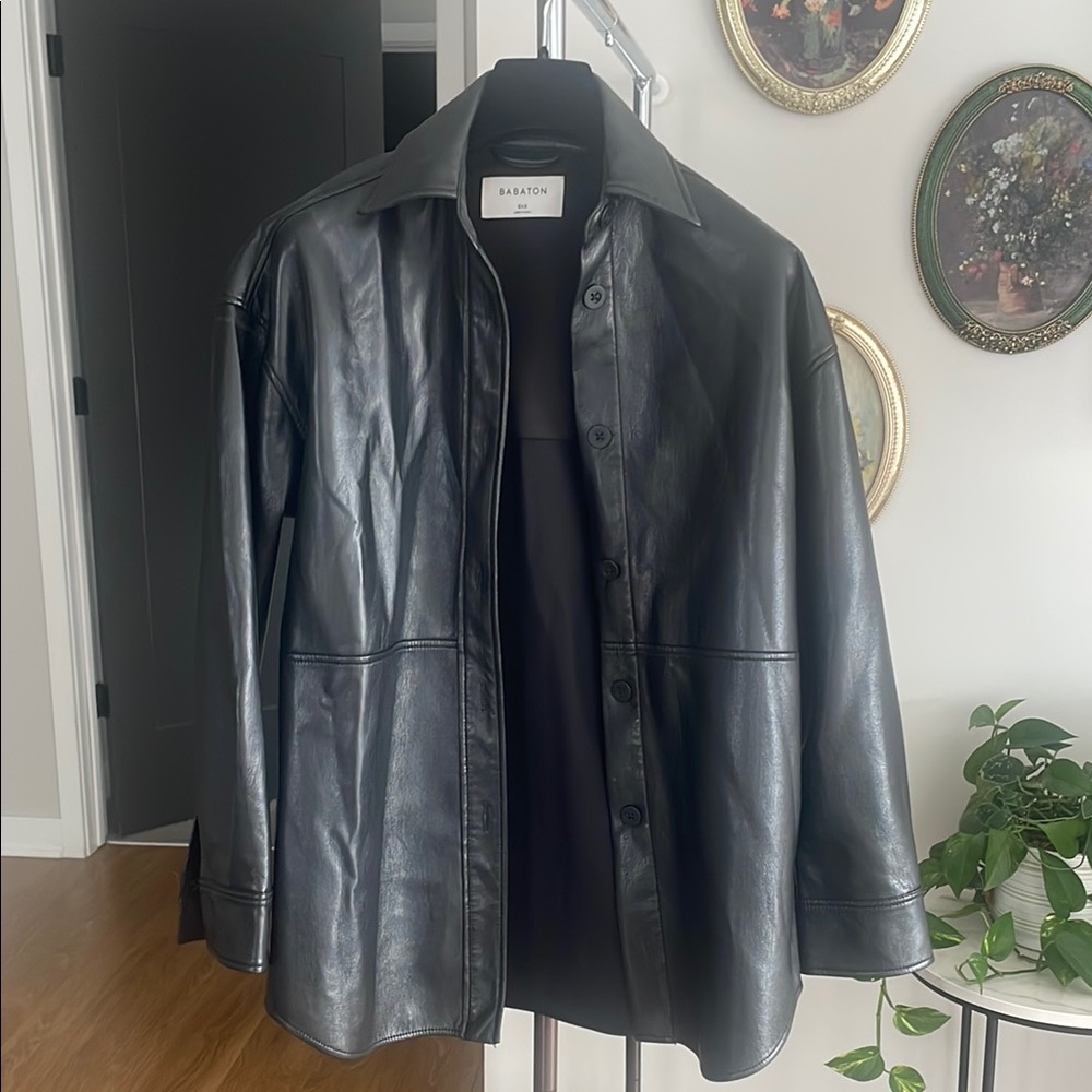 Babaton Black Leather Jacket from Aritzia